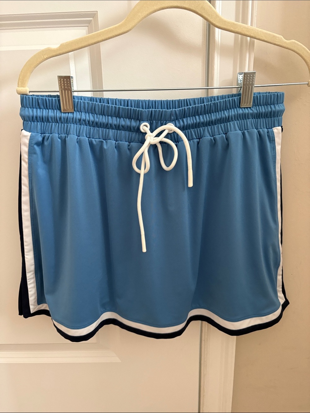 Spin-It Pickleball Light Blue Athletic Drawstring Skort with White & Navy Trim
